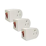 Oviitech Grounded Outlet Wall Tap Adapter with Red Indicator On/Off Power Switch (3 Pack)