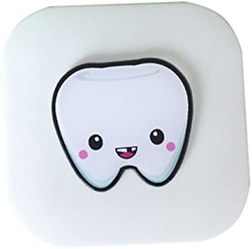 Mini Cute Cartoon Tooth Pattern Contact Lens Case Personality Eye Care Storage Container Box with Mirror Travel Kit(WHITE)