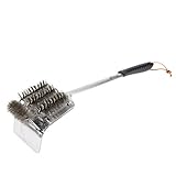 BBQ Dragon Brush 'n Rake Grill Brush Cleaner Accessory, Coal Rake Tools And Grill Scraper, Cleaning Stainless Steel & Cast Iron Barbecues, Weber, Metal Bristles