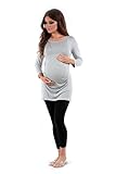 Womens Side Ruched Maternity Tunic Top by Rags and Couture - Made in USA,Heather Grey,Large