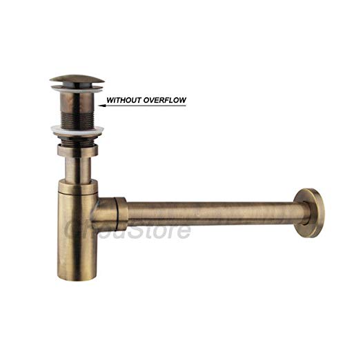 FidgetFidget Antique Bronze P Traps Under Basin Brass Bottle Trap Basin Pop Up Waste Drain Without Overflow