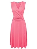 Tom's Ware Women Stylish Pleated Waist V-Neck Sleeveless Skater Dress