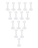 FUNRUN JEWELRY 15PCS 16G Acrylic Lip Rings Labret Nose Studs Piercing Labret Monroe Nose Studs Ear Tragus Helix Earring 3mm Ball 6-12mm Bar Length