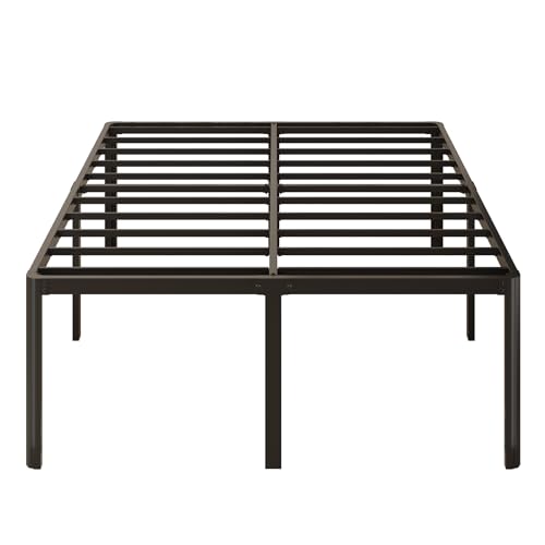 Photo 1 of Yicensen 24 Inch High Full Bed Frame with Rounded Corner Legs, Heavy Duty Full Size Metal Platform Bed Frame No Box Spring Needed, Easy Assembly, Noise Free, Black