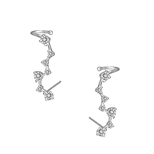 MSECVOI 925 Sterling Silver Ear Crawler - Cuff Earrings Cubic Zirconia Ear Climber Earrings for Women