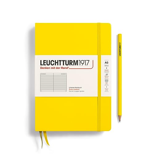 LEUCHTTURM1917 344798 Notebook Medium (A5), 249 Numbered Pages, Ruled, Citron