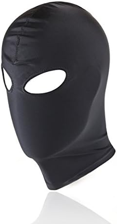 Papapai Black Breathable Face Cover Spandex Zentai Costume Hood Mask (Open Eyes)