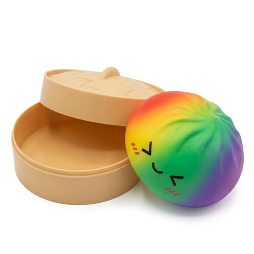 SLEEPHEAD®Rainbow Mystery Dumpling Squishies Stress Balls, Fidget Sensory Toy with Food Steamer, Squeeze Dough Ball for Stress Relief, Stretchy Desk Toys Gift
