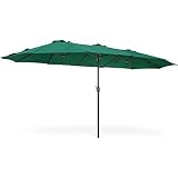 Best Choice Products 15x9ft Large Double-Sided Rectangular Outdoor Aluminum Twin Patio Market Umbrella w/Crank, Wind Vents for Backyard, Patio, Lawn - Green