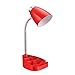 Simple Designs LD1002-RED Gooseneck Organizer Desk Lamp with iPad Tablet Stand Book Holder, Red