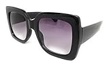 My Shades(TM) - Designer Inspired Oversize Glitter Sparkle Square Frame Sunglasses (Black Solid / Purple Gradient)