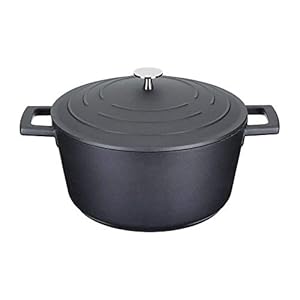 MasterClass Casserole Dish With Lid, Medium 4L/24 cm, Lightweight Cast Aluminium, Induction Hob And Oven Safe, Black