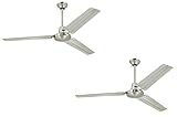 Ciata Lighting Industrial 56-Inch Three-Blade Indoor Ceiling Fan, Brushed Nickel with Brushed Nickel Steel Blades (Brushed Nickel 2 Pack)