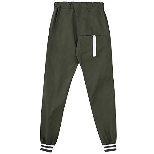 TIMEMEANS Fashion Men's Casual Solid Loose Patchwork Pocket Sweatpant Trousers Jogger Pant Army Green - Thumbnail 4