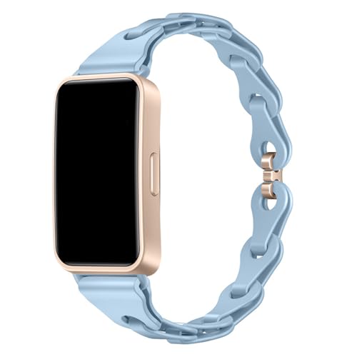 TENYELE Trendy Silicone Watch Straps Decorative Chain Link Designed Breathable Wristband For Band 8/9/10 Bracelets Repair Watch Band