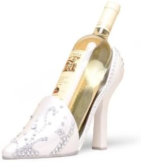 Peachy Kitchen Wedding High Heel Bottle Holder, 7" x 4" x 12", White