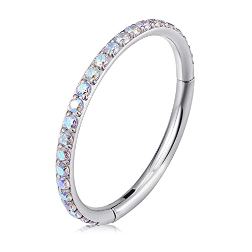 AVNIS Helix Piercing Jewelry for Women – Stainless Steel Clear CZ Stone Nose Ring Hoop – 16G Tragus Earring – Modern Helix Rings