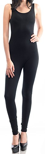 URBAN K WOMENS Active Plus and Regular Size Yoga Wear Sleeveless Unitard Bodysuit Jumpsuits, Ubk310_black, Large - Thumbnail 3