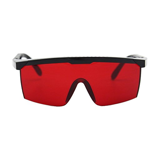 Laser Safety Glasses with Adjustable Temple, Red Lens, Black Frame