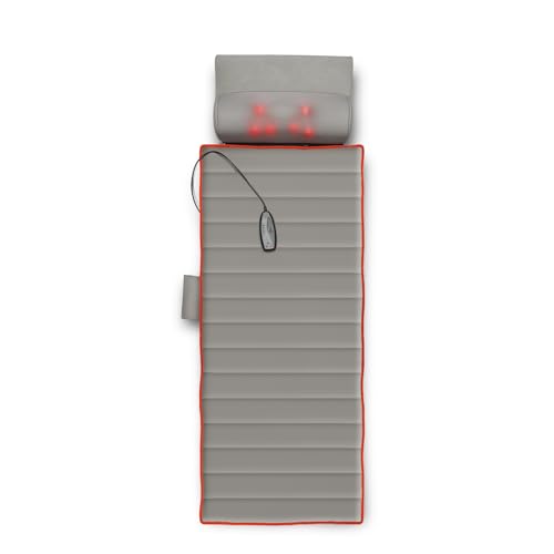 Power Therapy Colchón Masajeador con 3 velocidades Power Med 3 tipos de Masaje Colchoneta Multifuncional con Terapia de Vobración, Calor Infrarojo y Masaje Tipo Shiatsu Color Gris