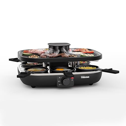 Raclette Clean Air, 1100 W, Per 6 Persone, Sistema di Filtrazione dell’Aria, Senza Odori, Antiaderente, Senza PFAS, Facile da Pulire, RA-2760