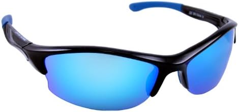 Optic Edge Semi-Rimless Frame Zone In Sunglasses, Black, Blue Mirror Lens