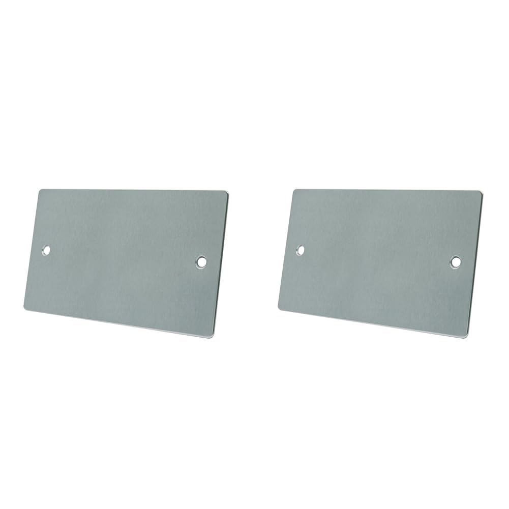 AET FSC2GBP Satin Chrome Flat Double Electrical Blanking Plate 2-Gang, 240 V (Pack of 2)