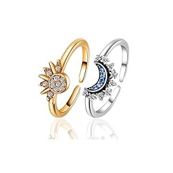 Gtrlums Celestial Sun and Moon Ring Set for