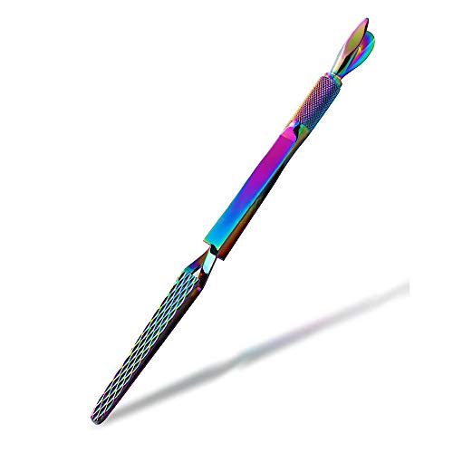 SILPECWEE 1 Pcs Colorful Stainless Steel Nail Art Pincher Cuticle Pusher False Nail Shaping Tweezers Multi-Function Manicure Tools
