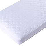 puredown Waterproof Quilted Crib Mattress Protector with Clover Pattern for Baby Fitted White Set of 2