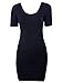 Tom's Ware Cotton Slim Fitted Scoop Neck Dress TWFR049-BLACK-US S/M ( ASIAN SIZE M)