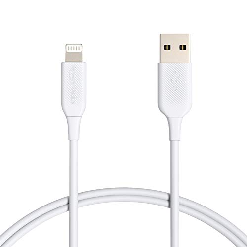Cable Lightning a USB de Amazon Basics - Cargador de iPhone de Apple con certificación MFi, blanco, 3 pies (paquete de 5) (durabilidad clasificada 4000 curvas)