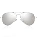 FEIDU Mens Polarized Aviator Sunglasses Metal Frame Unisex Sun Glasses FD9001 (Silver/Silver, 2.28)