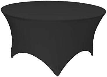 GFCC 48inch Round Spandex Tablecloth Black 4ft Fitted Stretch Tablecloth Elastic Table Cover for Wedding Party Event Table Cloth