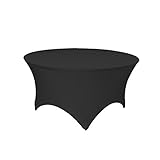 GFCC 4FT Table Black Round Stretch Tablecloth Spandex Fitted Stretchable Elastic Tablecloth
