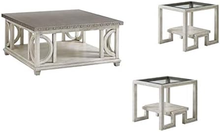 Amazon Com 3 Piece Coffee Table Set With Square Coffee Table And Set Of 2 End Table In Oyster Furniture Decor