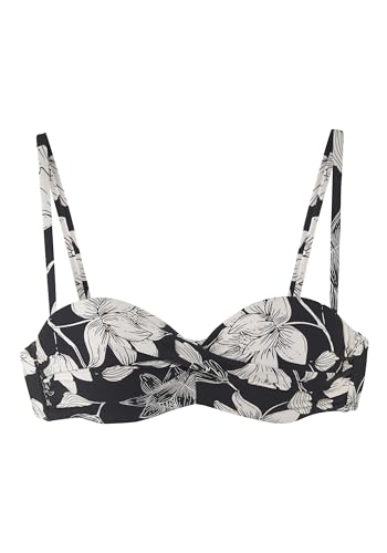 s.Oliver Womens Goa-121 Bikini Top, Black/Cream, 40 / B