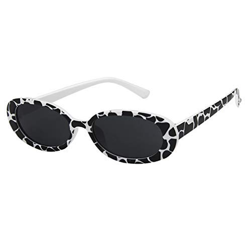 Haluoo Vintage Small Sunglasses Oval Slender Clout Goggles Bold Oval Retro Mod Kurt Cobain Sunglasses for Women Men (Zebra)