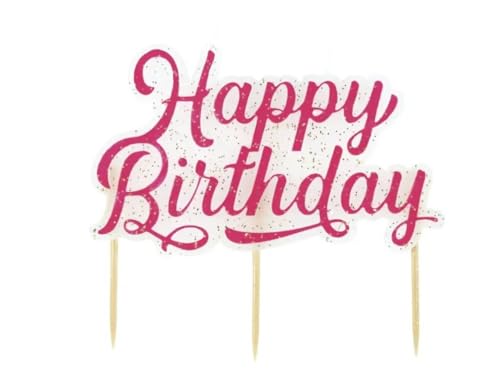 Pink Glitter Happy Birthday Pick Candle, Large Size, 4.75 x 1.06 x 4.56 Inch, P…