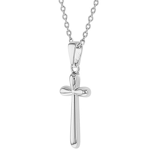 925 Sterling Silver Plain Stick Small Cross Pendant Necklace for
