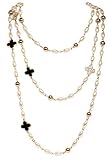 MISASHA Lady Imitation Pearl Camellia Charm Floral Necklace