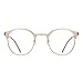 TIJN® New Round Designer Metal Eyeglasses Frames with Clear Lens (Rose Gold, Transparent)