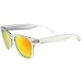 Matte Frosted Frame Reflective Colored Mirror Lens Horn Rimmed Sunglasses 54mm (Frost/Orange Mirror)