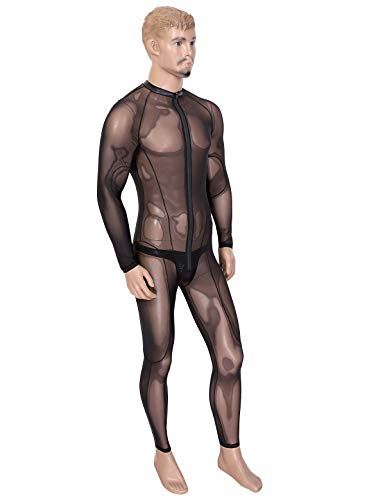 Freebily-Body-Uomo-Sexy-Hot-Catsuit-Aperta-Erotico-Lingerie-Trasparente-Biancheria-Intima-Saloppette-Collant-Uomo-Sexy-con-String-Maglietta-Maniche-Lunghe-Pigiama