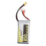 WolfWhoop 11.1V 3S 850mAh 80C LiPo Battery with XT30 Plug for FPV Racing RC Airplane Drone