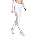 Chikool Workout Pants for Women High Waist Mesh Yoga Leggings Inner/Out Pocket White