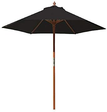 Amazon Com Best Pattio Umbrella 7ft Outdoor Freestanding Market Patio Umbrella Wood Pole Round With Sturdy Fiber Ribs For Restaurant Food Table Cafe Backyard Garden Ground Lawn Deck Pool Black Clothing