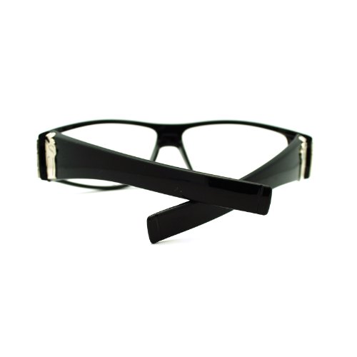 Mens Clear Lens Jaguar Emblem Black Warp Biker Clear Lens Eye Glasses