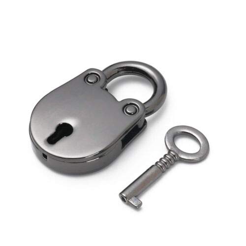 Vogueing Tool Small 1 Key Lock, 1pcs Vintage Antique Padlocks Mini Lock with Key for Jewelry Box Storage Box Diary Book(Gun Black)