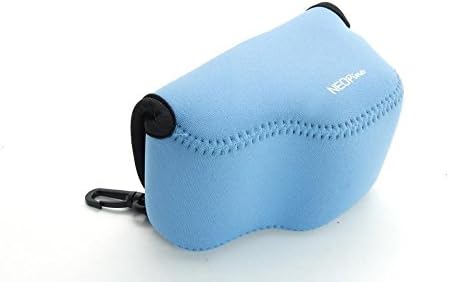 DigiRole Neoprene Camera Case Bag for Sony Alpha a6500, Sony Alpha a6300 with 16-50 Lens, Sony A6500 case (Blue) with Tempered Glass Screen Protector